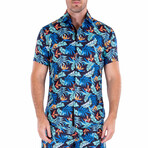 Tropic Like Its Hot Short Sleeve Button Up Shirt // Black (3XL)