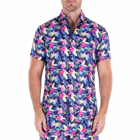 Party On South Beach Short Sleeve Button Up Shirt // Royal (XS)