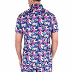 Party On South Beach Short Sleeve Button Up Shirt // Royal (L)