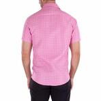 Micro Pattern Short Sleeve Button Up Shirt // Pink (2XL)