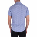 Micro Pattern Short Sleeve Button Up Shirt // Blue (2XL)