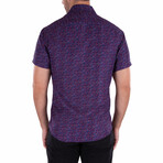 Micro Pattern Short Sleeve Button Up Shirt // Navy (M)