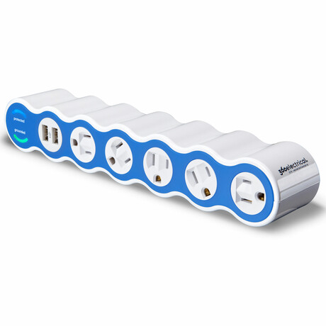 PowerCurve 2.1 5-Outlet Rotating Surge Strip + 2.1A 2-Port USB (Black)