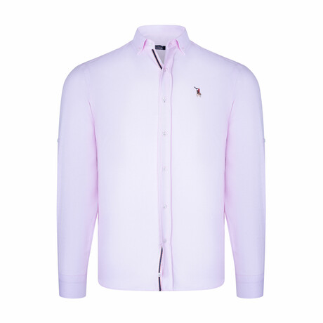 Placket Detail Button Down Shirt // Light Pink (S)