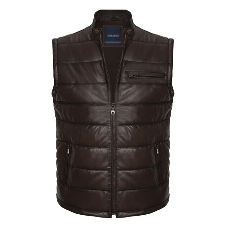 Samson Leather Vest // Brown (S)