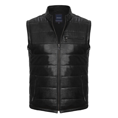 Oscar Leather Vest // Black (S)