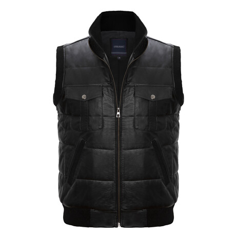 Marcus Leather Vest // Black (S)