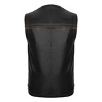 Otis Leather Vest // Black (3XL)