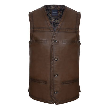 Kyler Leather Vest // Chestnut (S)