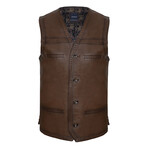 Kyler Leather Vest // Chestnut (XL)