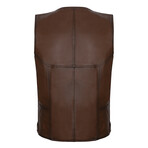 Bennett Leather Vest // Chestnut (3XL)