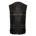 Otis Leather Vest // Black (2XL)