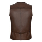 James Leather Vest // Chestnut (XL)