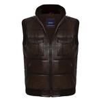 Adam Leather Vest // Brown (3XL)