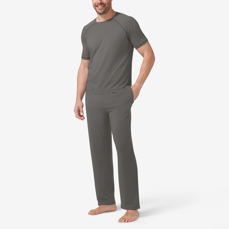 Essential Short Sleeve Tee And Pant Pajama Set // Pewter (S)