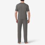 Essential Short Sleeve Tee And Pant Pajama Set // Pewter (L)