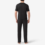 Essential Short Sleeve Tee And Pant Pajama Set // Black (S)
