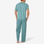 Essential Short Sleeve Tee And Pant Pajama Set // Arctic Stitched Plaid (M)