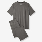 Essential Short Sleeve Tee And Pant Pajama Set // Pewter (L)