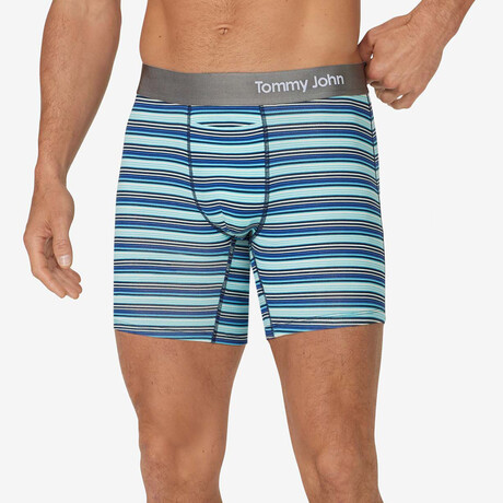 Cool Cotton 6" Boxer Brief // River Blue Tabloid Stripe (S)