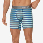 Cool Cotton 6" Boxer Brief // River Blue Tabloid Stripe (L)