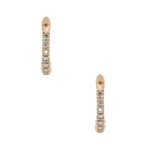 18K Yellow Gold Diamond Hoop Earrings I // New