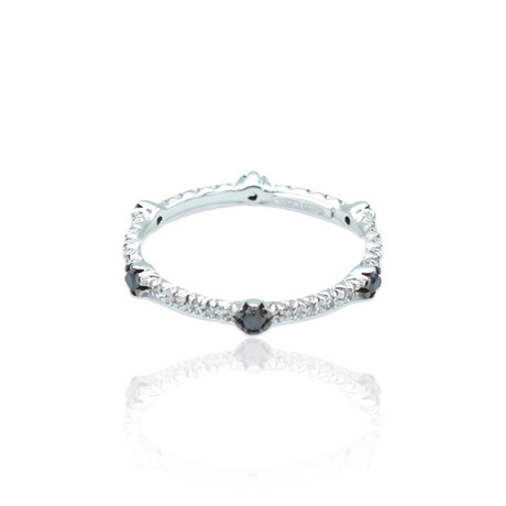 Superoro // 18K White Gold White + Black Diamond Ring I // Ring Size: 6.75 // New