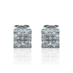 18K White Gold Diamond Stud Earrings // New