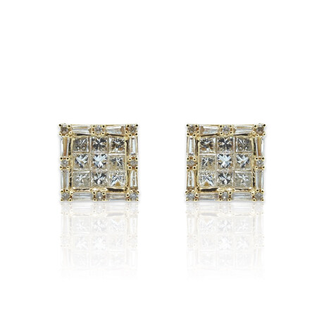 18K Yellow Gold Diamond Stud Earrings IV // New