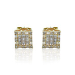 18K Yellow Gold Diamond Stud Earrings // New