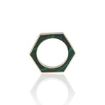 Fine Jewelry // 18K Yellow Gold Hexagon Malachite Ring + Necklace // Ring Size: 5.75 + 16" // New