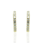 18K Yellow Gold Diamond Hoop Earrings // New