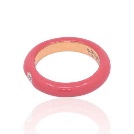 Fine Jewelry // 18K Rose Gold Ceramic + Diamond Ring // Ring Size: 7 // Pre-Owned