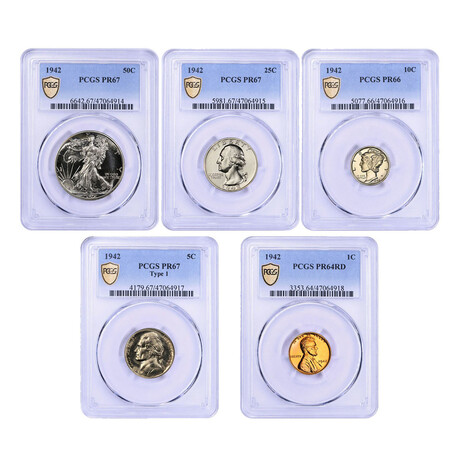 1942 United States Silver Proof Set // 5 Coin Set // PCGS & CAC Certified