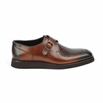 Monk Croc Embossed Dress Shoes // Brown (Euro: 41)