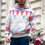 Patterned Oversized Sweatshirt // Blue + Red (S)