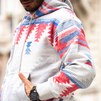 Patterned Oversized Sweatshirt // Blue + Red (S)