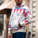 Patterned Oversized Sweatshirt // Blue + Red (S)