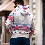 Patterned Oversized Sweatshirt // Blue + Red (S)