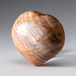 Genuine Polished Peach Moonstone Heart With A Black Velvet Pouch // Medium