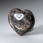Genuine Polished Black Moonstone Heart // Medium // With A Black Velvet Pouch