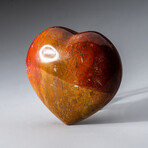 Genuine Polished Petrified Wood Heart With A Black Velvet Pouch // Medium
