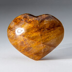 Genuine Polished Lemon Quartz Heart With A Black Velvet Pouch // Medium