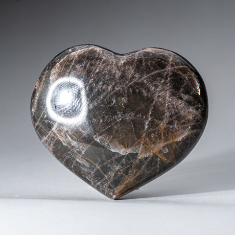 Genuine Polished Black Moonstone Heart // Medium // With A Black Velvet Pouch