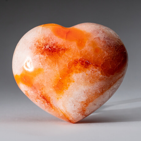 Genuine Polished Gem Carnelian Heart With A Black Velvet Pouch // Large