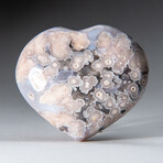 Genuine Polished Flower Agate Heart With A Black Velvet Pouch // Medium