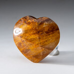Genuine Polished Lemon Quartz Heart With A Black Velvet Pouch // Medium