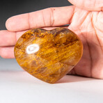 Genuine Polished Lemon Quartz Heart With A Black Velvet Pouch // Medium