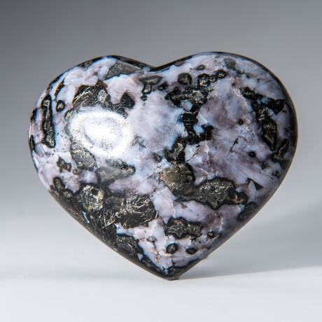 Genuine Polished Indigo Gabbro Heart // Medium // With A Black Velvet Pouch