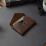 Letter Design Genuine Leather Cardholder // Cinnamon